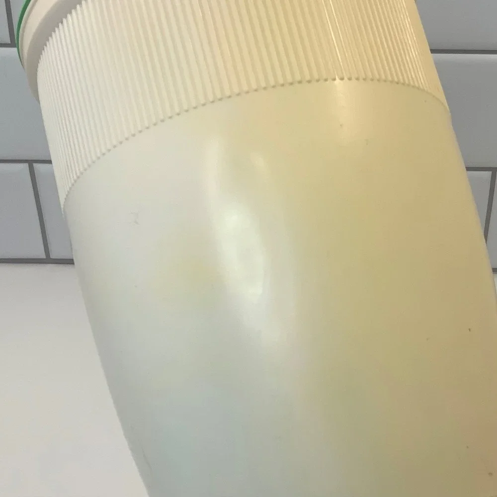 Vintage Unbranded Ribbed Thermal Ice Bucket Plastic Beige Green